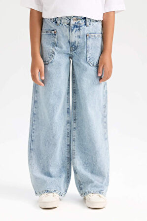 DeFacto Kız Çocuk Wide Leg Geniş Bol Paça Cepli Pantolon D3719A824WNNM39