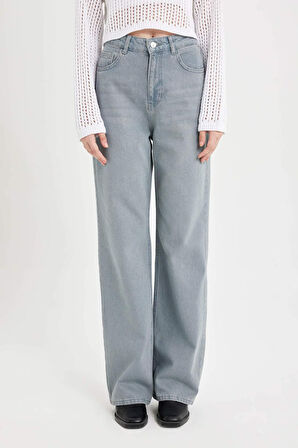 DeFacto 90's Wide Leg Yüksek Bel Uzun Jean Yıkamalı Pantolon C6189AX24AUNM55