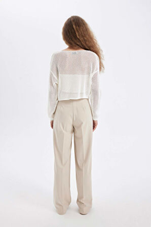 DeFacto Standart Boy Klasik Pantolon Wide Leg Geniş Bol Paça Basic Düz Yüksek Bel C6402AX24AUBG755