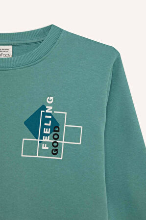 DeFacto Erkek Çocuk Bisiklet Yaka Baskılı Sweatshirt D3027A824WNGN382
