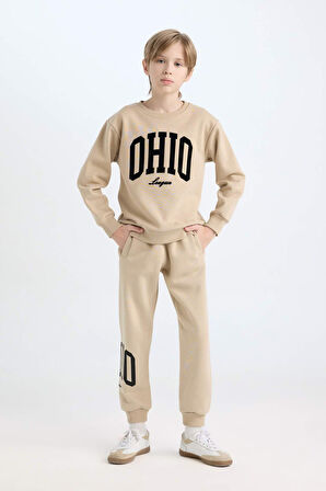 DeFacto Erkek Çocuk Bisiklet Yaka Baskılı Kalın Sweatshirt D3034A824WNBG732