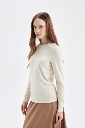 DeFacto Bisiklet Yaka Basic Düz Uzun Kollu Tişört D5017AX24AUER117