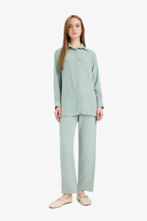 Relax Fit Basic Düz Uzun Kollu Gömlek Tunik