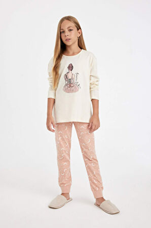 DeFacto Kız Çocuk Baskılı Uzun Kollu Pijama Takımı D6051A824AUBG759