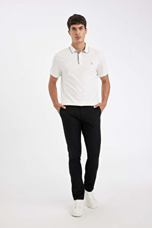 DeFacto Yazlık Chino Kanvas Pantolon Slim Fit Dar Kesim 4 Cepli Pamuklu Gabardin Esnek Dar Paça W3012AZ24AUBK81