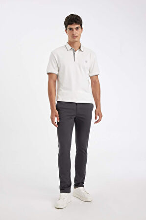 DeFacto Yazlık Chino Kanvas Pantolon Slim Fit Dar Kesim 4 Cepli Pamuklu Gabardin Esnek Dar Paça W3012AZ24AUAR110
