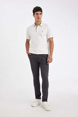DeFacto Yazlık Chino Kanvas Pantolon Slim Fit Dar Kesim 4 Cepli Pamuklu Gabardin Esnek Dar Paça W3012AZ24AUAR110