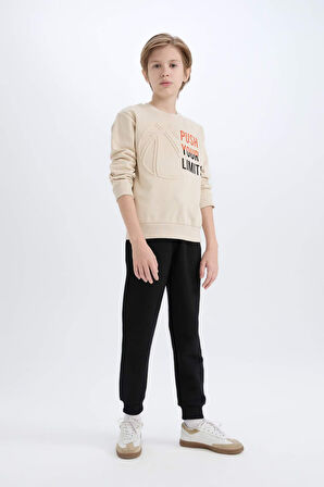 DeFacto Erkek Çocuk 2'li Takım Baskılı Sweatshirt Beli Lastikli Jogger Alt D4745A824WNBG74