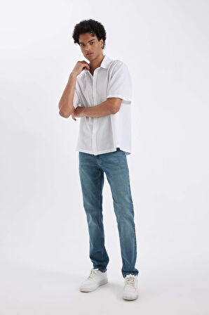 DeFacto Pedro Slim Fit Dar Kalıp Normal Bel Dar Paça Jean Pantolon D6469AX24AUNM29