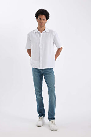 DeFacto Pedro Slim Fit Dar Kalıp Normal Bel Dar Paça Jean Pantolon D6469AX24AUNM29