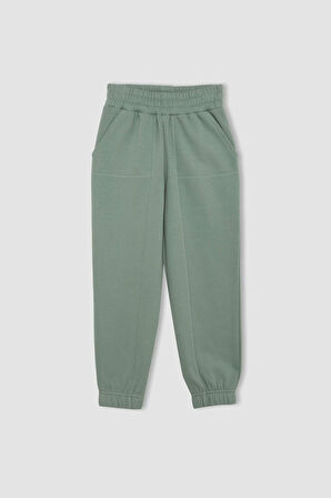 DeFacto Kız Çocuk Beli Paçası Lastikli Cepli Basic Düz Kalın Jogger Eşofman Altı D3840A824WNGN1129
