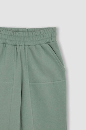 DeFacto Kız Çocuk Beli Paçası Lastikli Cepli Basic Düz Kalın Jogger Eşofman Altı D3840A824WNGN1129