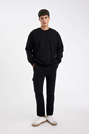 DeFacto Eşofman Altı Slim Fit Dar Kesim Kargo Cepli Düz Paça D6090AX24AUBK81