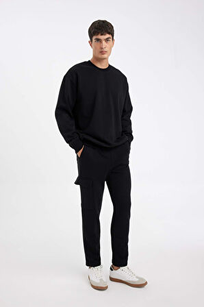 DeFacto Eşofman Altı Slim Fit Dar Kesim Kargo Cepli Düz Paça D6090AX24AUBK81