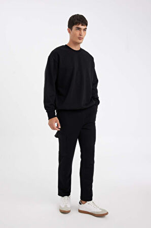 DeFacto Eşofman Altı Slim Fit Dar Kesim Kargo Cepli Düz Paça D6090AX24AUBK81
