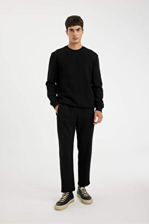 DeFacto Siyah Eşofman Altı Slim Fit Dar Kesim Fermuarlı Basic Düz Paça  D6091AX24AUBK81
