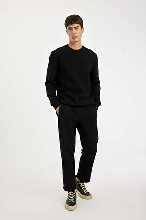 DeFacto Siyah Eşofman Altı Slim Fit Dar Kesim Fermuarlı Basic Düz Paça  D6091AX24AUBK81