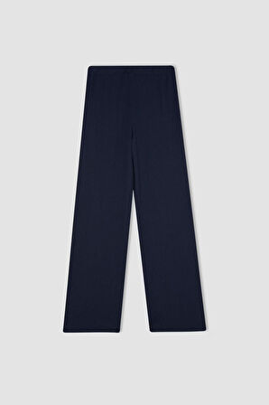 DeFacto Bürümcük Pantolon Lacivert Wide Leg Geniş Bol Paça Esnek Belli C0200AX24AUNV135