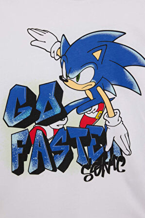 DeFacto Erkek Çocuk Pijama Takımı Sonic the Hedgehog Bisiklet Yaka Uzun Kollu Tişört Uzun Alt D5513A824WNWT34