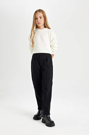 DeFacto Kız Çocuk Siyah Straight Fit Düz Kesim Beli Lastikli Pantolon D5984A824WNBK81