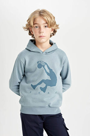 Erkek Çocuk Shaquille O'Neal Regular Fit Kapüşonlu Kalın Sweatshirt Kumaşı Sweatshirt