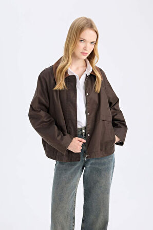 Regular Fit Polo Yaka Kısa Parka Mont