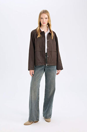 Regular Fit Polo Yaka Kısa Parka Mont