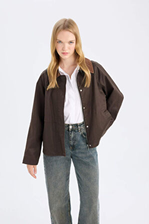 Regular Fit Polo Yaka Kısa Parka Mont