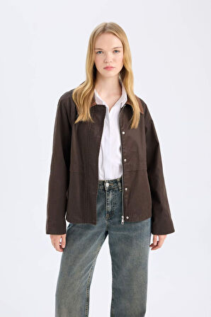 Regular Fit Polo Yaka Kısa Parka Mont