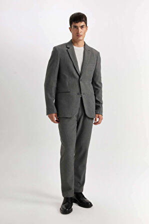 DeFacto Antrasit Pantolon Tailored Regular Fit Normal Kesim Düz Paça Cepli D3704AX24AUAR198