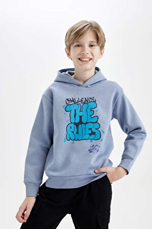 DeFacto Erkek Çocuk Kapüşonlu Baskılı Sweatshirt D4354A8NSBE572