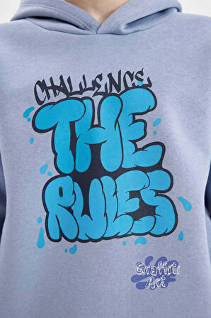 DeFacto Erkek Çocuk Kapüşonlu Baskılı Sweatshirt D4354A8NSBE572