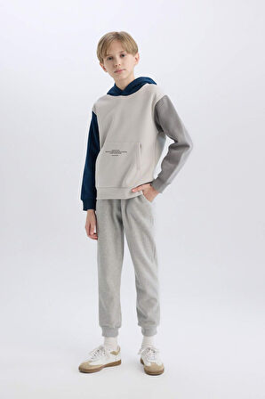 DeFacto Erkek Çocuk Kapüşonlu Cep Baskılı Sweatshirt B4426A8NSBG807
