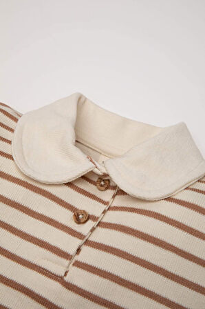 DeFacto Kız Bebek Çizgili Bebe Yaka İçi Yumuşak Tüylü Sweatshirt D6195A5NSBN564