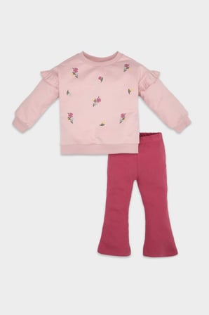 Kız Bebek Çiçekli Sweatshirt Tayt 2'li Takım
