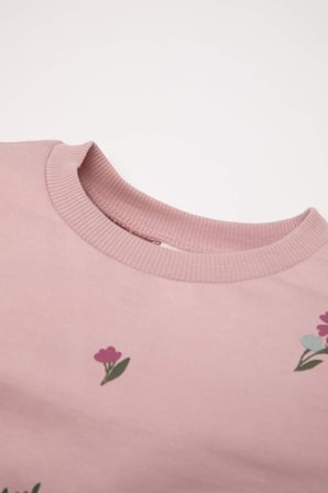 Kız Bebek Çiçekli Sweatshirt Tayt 2'li Takım