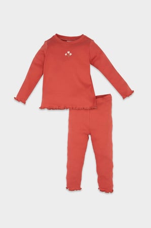 DeFacto Kız Bebek 2'li Takım Fitilli Kaşkorse Uzun Kollu Basic Düz Tişört Tayt D6200A5NSOG368
