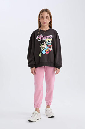 DeFacto Kız Çocuk PowerPuff Girls Oversize Geniş Kalıp Bisiklet Yaka Sweatshirt D2823A824WNAR227