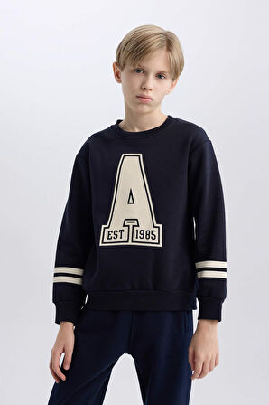 DeFacto Erkek Çocuk Bisiklet Yaka Baskılı Sweatshirt D4342A824WNNV245
