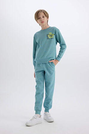 DeFacto Erkek Çocuk 2'li Takım Baskılı Sweatshirt Beli Paçası Lastikli Eşofman Altı D5223A8NSGN1209