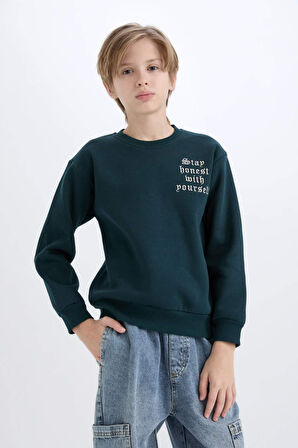 DeFacto Erkek Çocuk Bisiklet Yaka Baskılı Sweatshirt D4344A824WNGN465