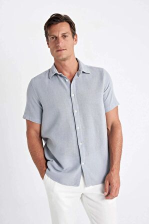 DeFacto Regular Fit Yazlık Polo Yaka Pamuklu Kısa Kollu Gömlek D2924AX24SMGR524