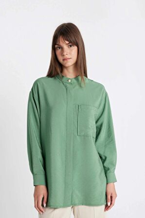 DeFacto Relax Fit Uzun Kollu Gömlek Tunik D1434AX24HSGN751