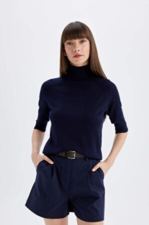 DeFacto Regular Fit Balıkçı Yaka Yarım Kol Basic Düz Triko Kazak U8280AZ24AUNV31
