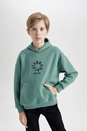 DeFacto Erkek Çocuk Oversize Geniş Kalıp Kapüşonlu Cepli Kalın Sweatshirt D1909A824WNGN757