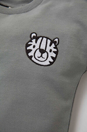 DeFacto Erkek Bebek 2'li Takım Baskılı Sweatshirt Beli Lastikli Jogger Eşofman Altı D2937A524WNGR67