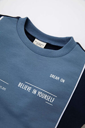 DeFacto Erkek Bebek 2'li Takım Baskılı Sweatshirt Beli Lastikli Jogger Eşofman Altı D2938A524WNIN34