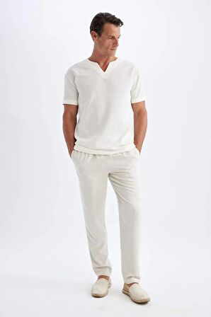 DeFacto Relax Fit Rahat Kesim Geniş Paça Keten Karışımlı Yazlık Kumaş Pantolon B1043AX24SMBG228