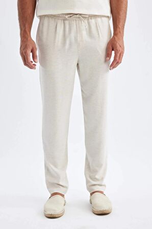 DeFacto Relax Fit Rahat Kesim Geniş Paça Keten Karışımlı Yazlık Kumaş Pantolon B1043AX24SMBG228