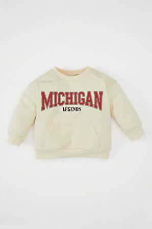 DeFacto Erkek Bebek Bisiklet Yaka Baskılı Sweatshirt D2593A524AUER42